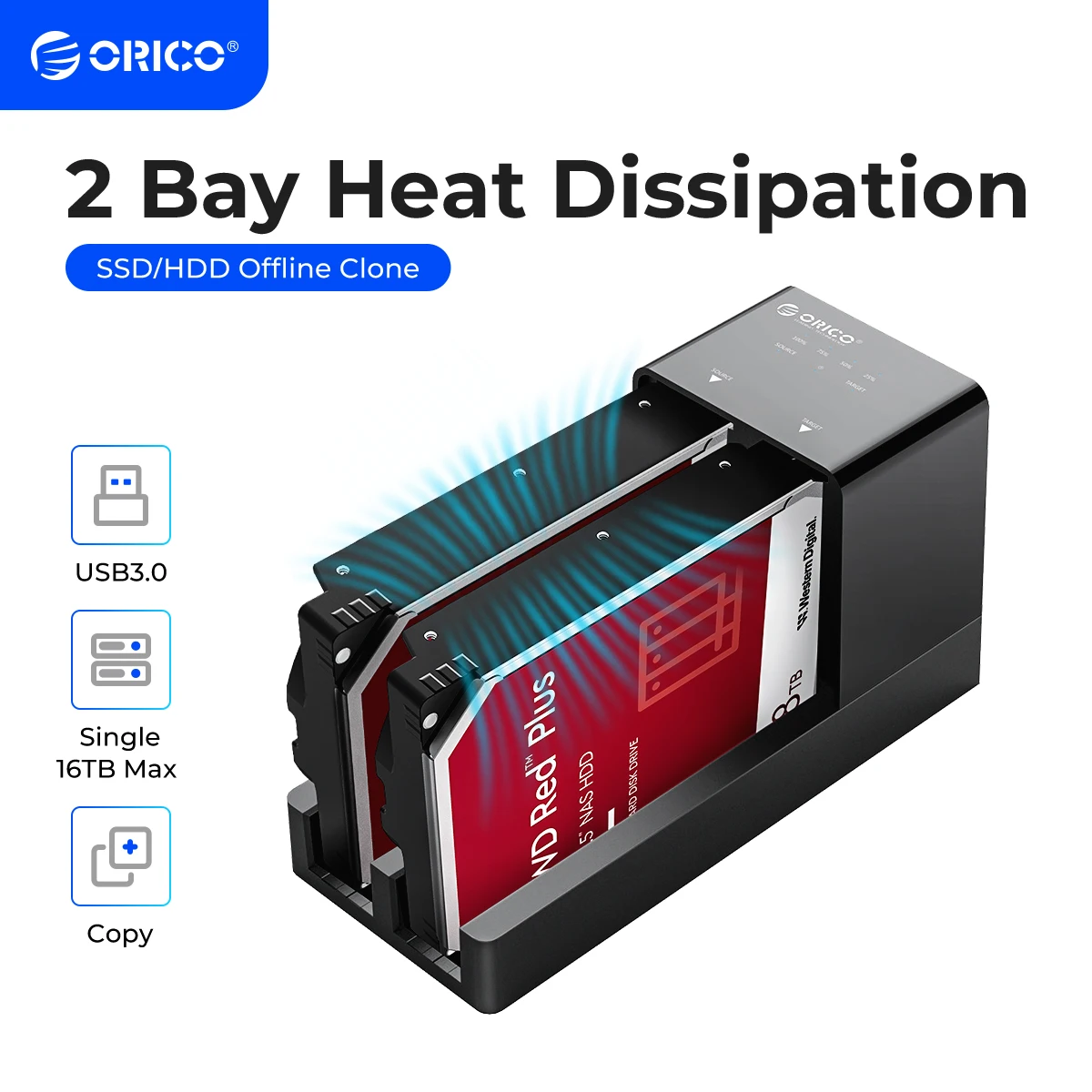 محطة إرساء ORICO 2 Bay HDD مع محطة إرساء القرص الصلب غير المتصلة SATA إلى USB 3.0 لحقيبة القرص الصلب مقاس 2.5/3.5 بوصة #1