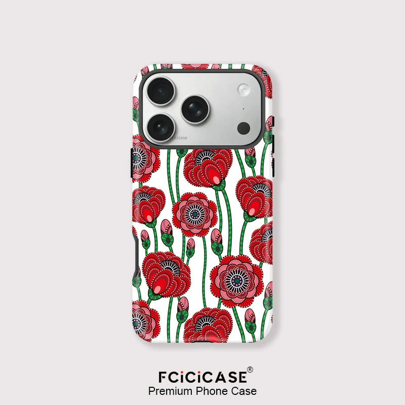 Fcicicase For iPhone 17Air Magnetic For Magsafe Phone Case For iPhone 17 16 15 14 13 12 Pro Max 16 Plus Flower Painting Cover
