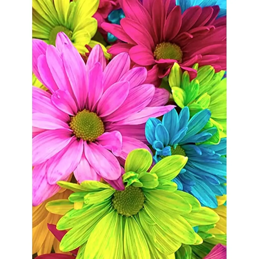 

Наборы для алмазной вышивки 5D: Цветы для взрослых, красочные ромашки, алмазная мозаика DIY с круглыми стразами, картина с герберой.