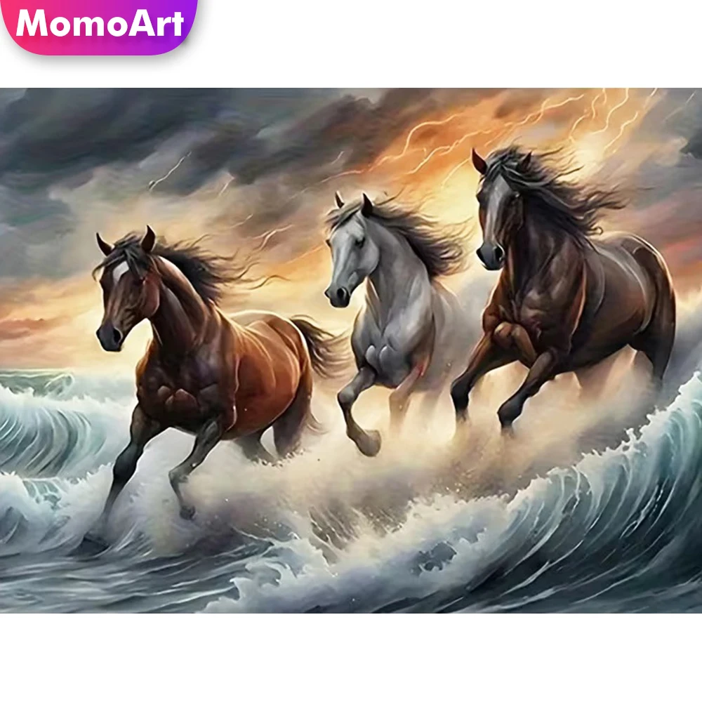Momoart 5D DIY Diamond Mosaic Horse Animal Embroidery Suitable for Beginners Diamond Painting Craft Kit Wall Decoration