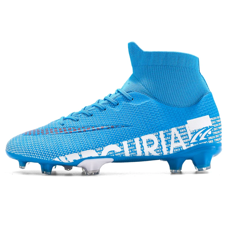 ZHENZU Size 30-45 Outdoor Men Boys Soccer Shoes TF/FG Football Boots High Ankle Kids Cleats Training Sport Sneakers