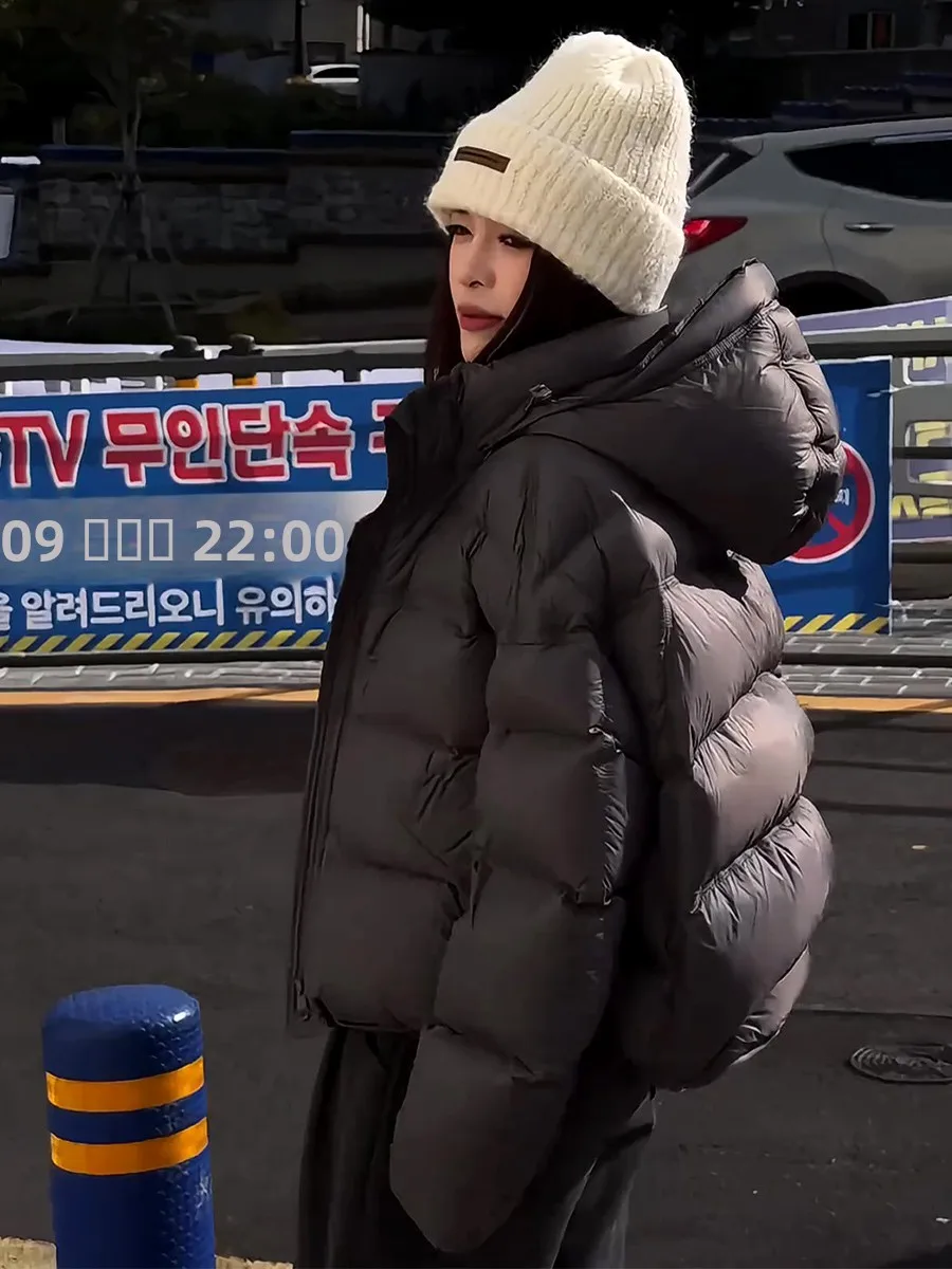 

Casual Puffy White Du down Jaet Women's Winter ort Loose Warm Thiened Coat Anti-Wind Design Ci Casual Sle Zipper ...