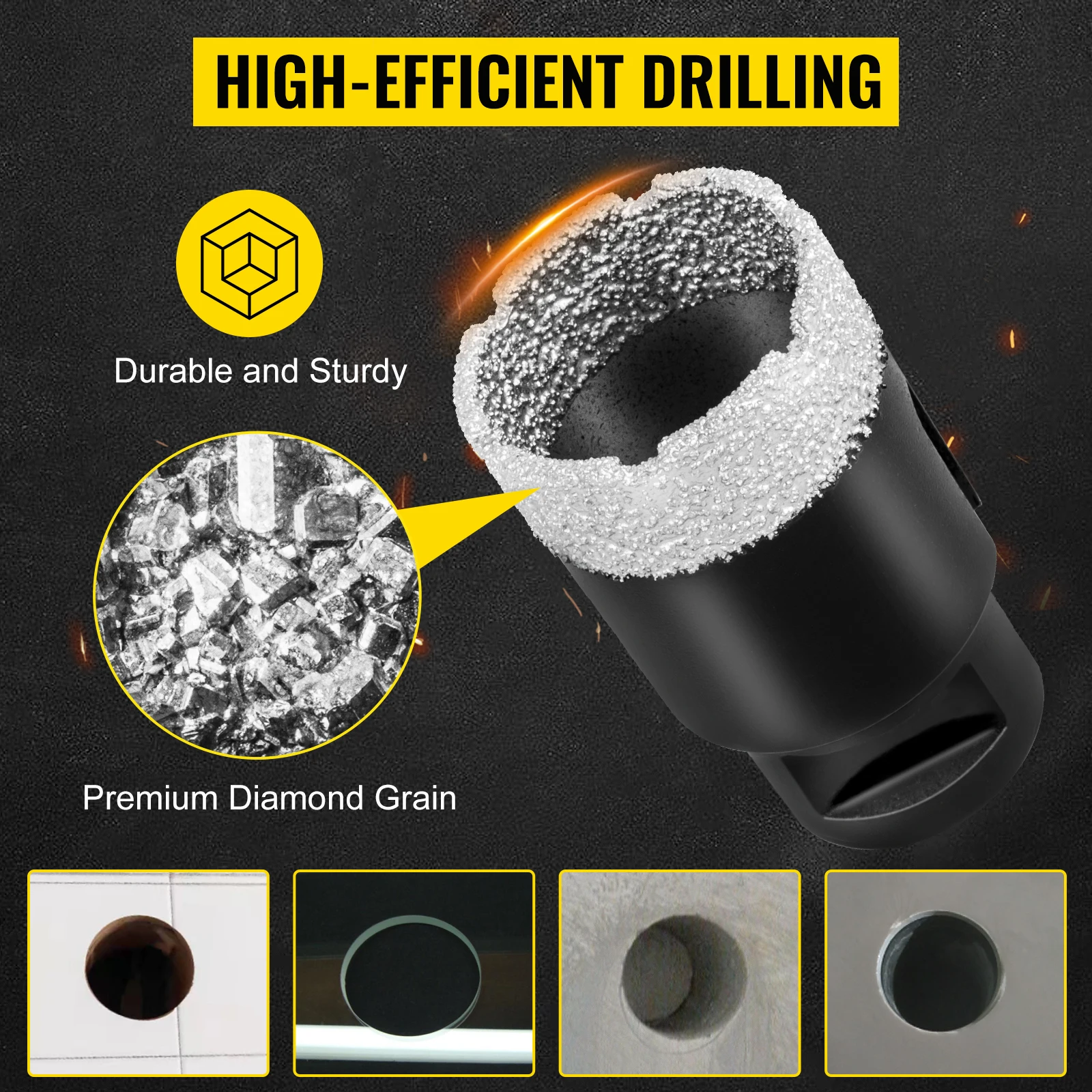 VEVOR 6/8Pcs punte diamantate Kit sega a tazza M14 filettatura universale con lama per sega per la perforazione di piastrelle di ceramica marmo granito