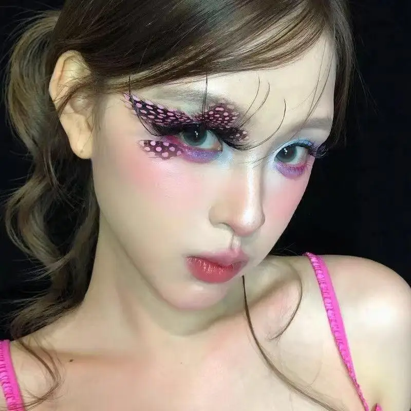 Anime Butterfly Feather Eye Decor Dotted Pattern Lightweight Flexible DIY Makeup Accessory For Party Cosplay Photoshoot