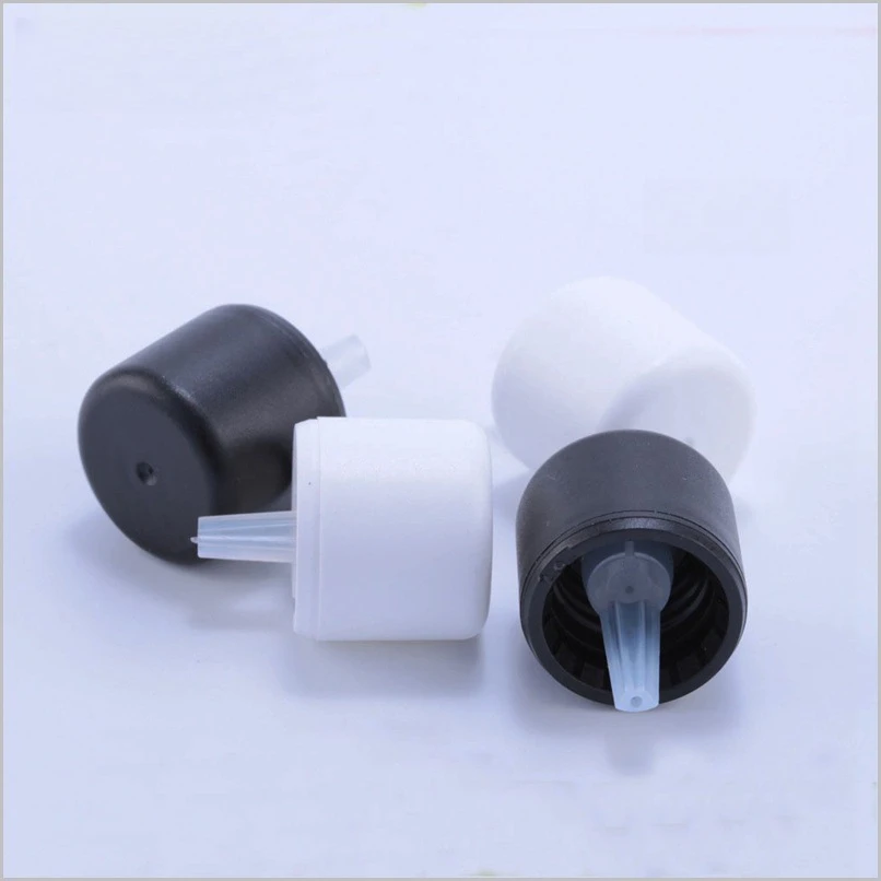 10 ピース/ロット 18 歯フラットトップ盗難防止ガイアブラックエッセンシャルオイルボトルキャップ 18410 プラスチックスクリューキャップすりガラスボトルキャップ