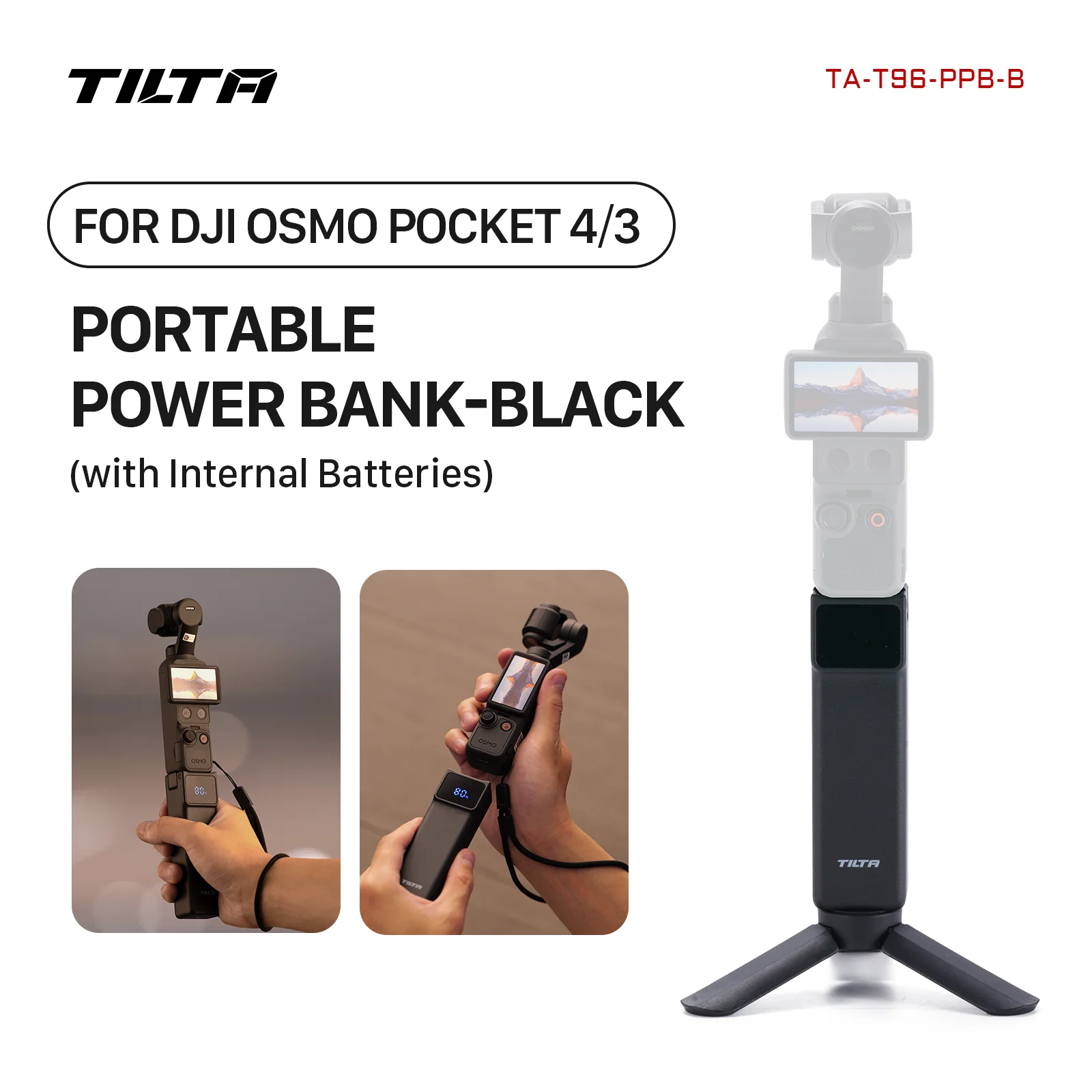 Image of TILTA Tragbare Stromversorgung für DJI Osmo Pocket 4, Pocket 4 Pro, Akku-Griff, Pocket 3 Mini, externer Akku-Pack, Reiseladegerät, Kamera