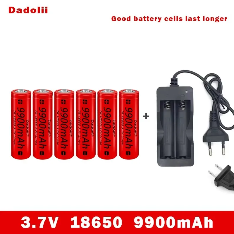 18650 بطارية بطارية قابلة للشحن 3.7 فولت 18650 9900 مللي أمبير قدرة ليثيوم أيون بطارية قابلة للشحن لمصباح يدوي الشعلة البطارية + شاحن #5