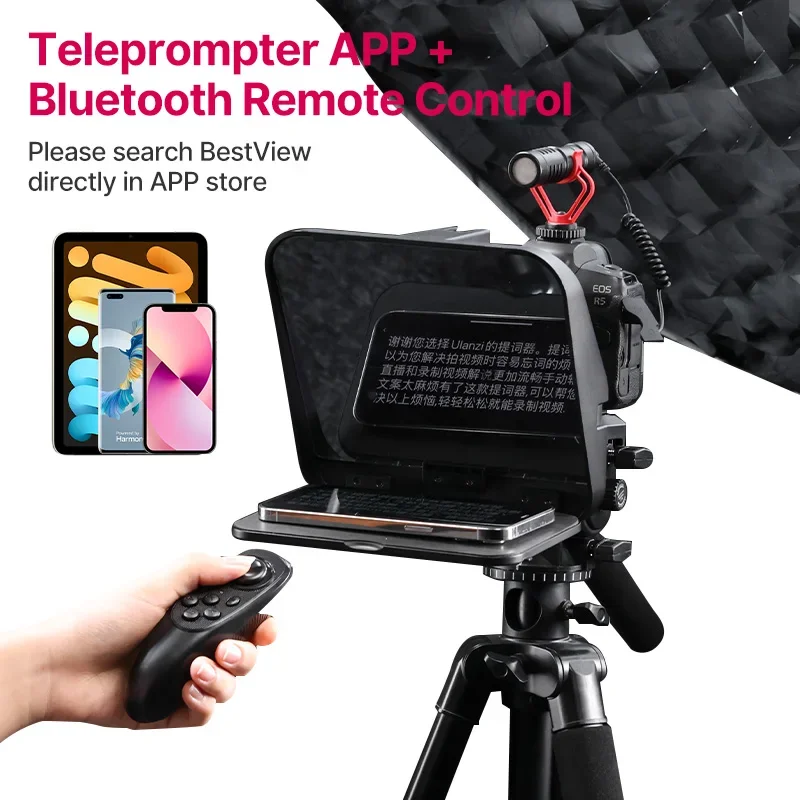Universal Teleprompter Prompter Dslr Camera Smartphone Tablet Laptop Teleprompter Live Streaming Video Recording
