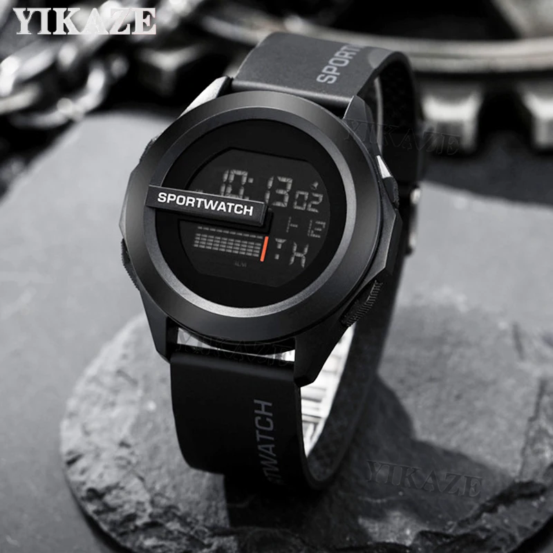 

YIKAZE LED Digital Watches for Man Stopwatch Date Week Waterproof Men's Sports Watch Multifunction Fitness Electronic Watch