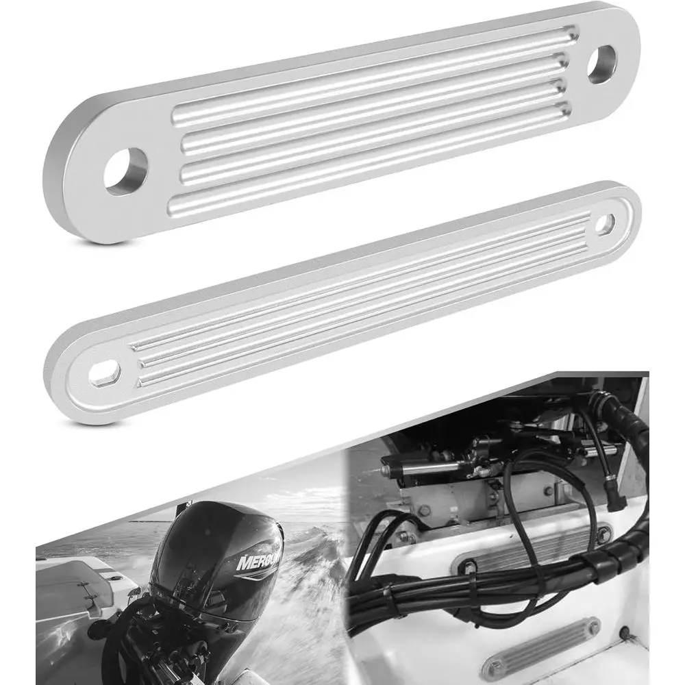 Transom Support Plates Set - 15x2 Top & 12x2 Lower Bolt Holes, 3/8 Thick Alloy