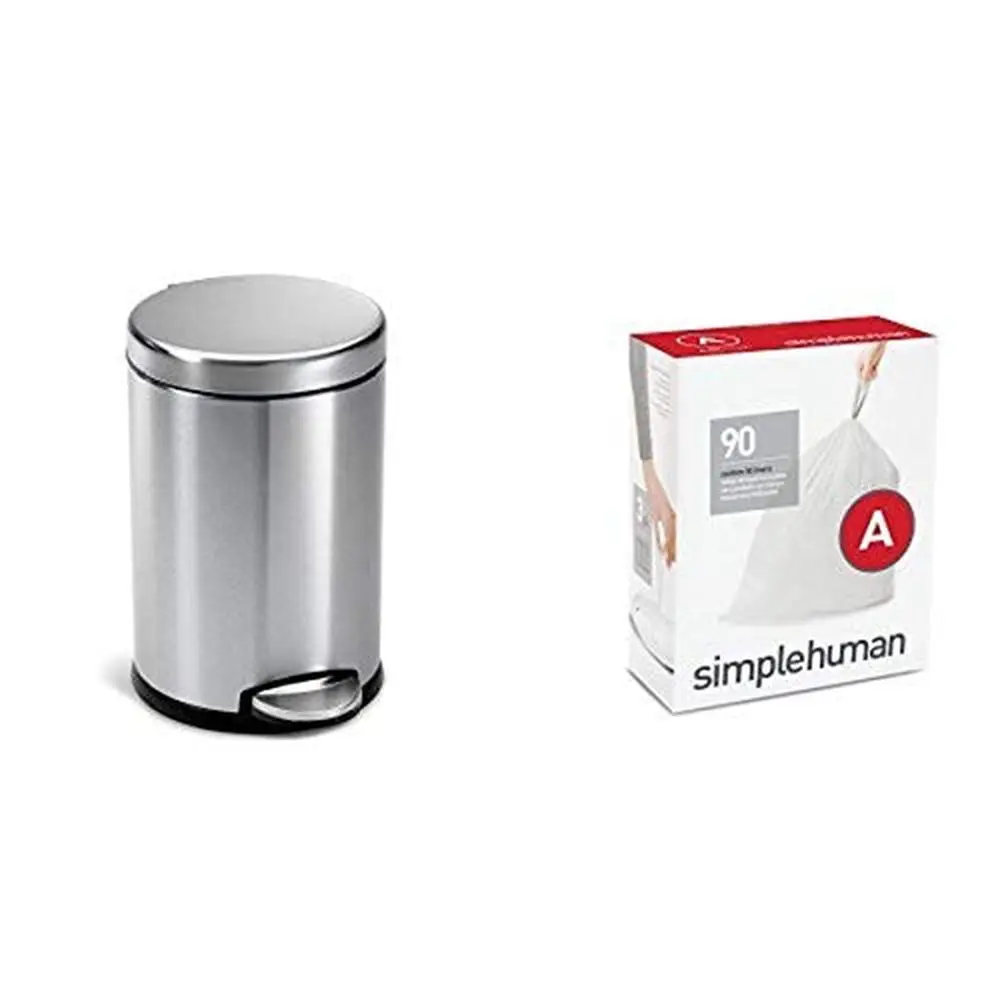 

Компактный круглый мусорный бак из нержавеющей стали, 1,2 галлона, устойчивый к отпечаткам пальцев, прочная педаль, съемное ведро, подходит для банок, прочный