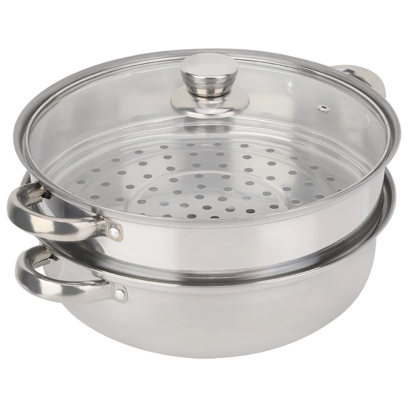 Stainless Steel Cookware 27cm/11in 2-Layer Steamer Pot Cooker Double Boiler Soup Steaming Pot