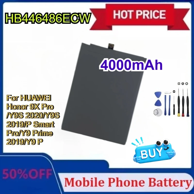 

Новый HB446486ECW 4000 мАч для HUAWEI Honor 9X Pro/Y9S 2020/Y9S 2019/P Smart Pro/Y9 Prime 2019/Y9 P аккумулятор для мобильного телефона + инструменты