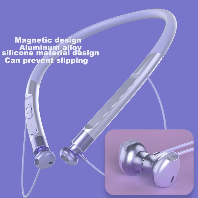 Auricolare Bluetooth 5.1 cuffie con archetto da collo con microfono HD cuffie Wireless HIFI Stereo con auricolari con scheda TF per lo Sport