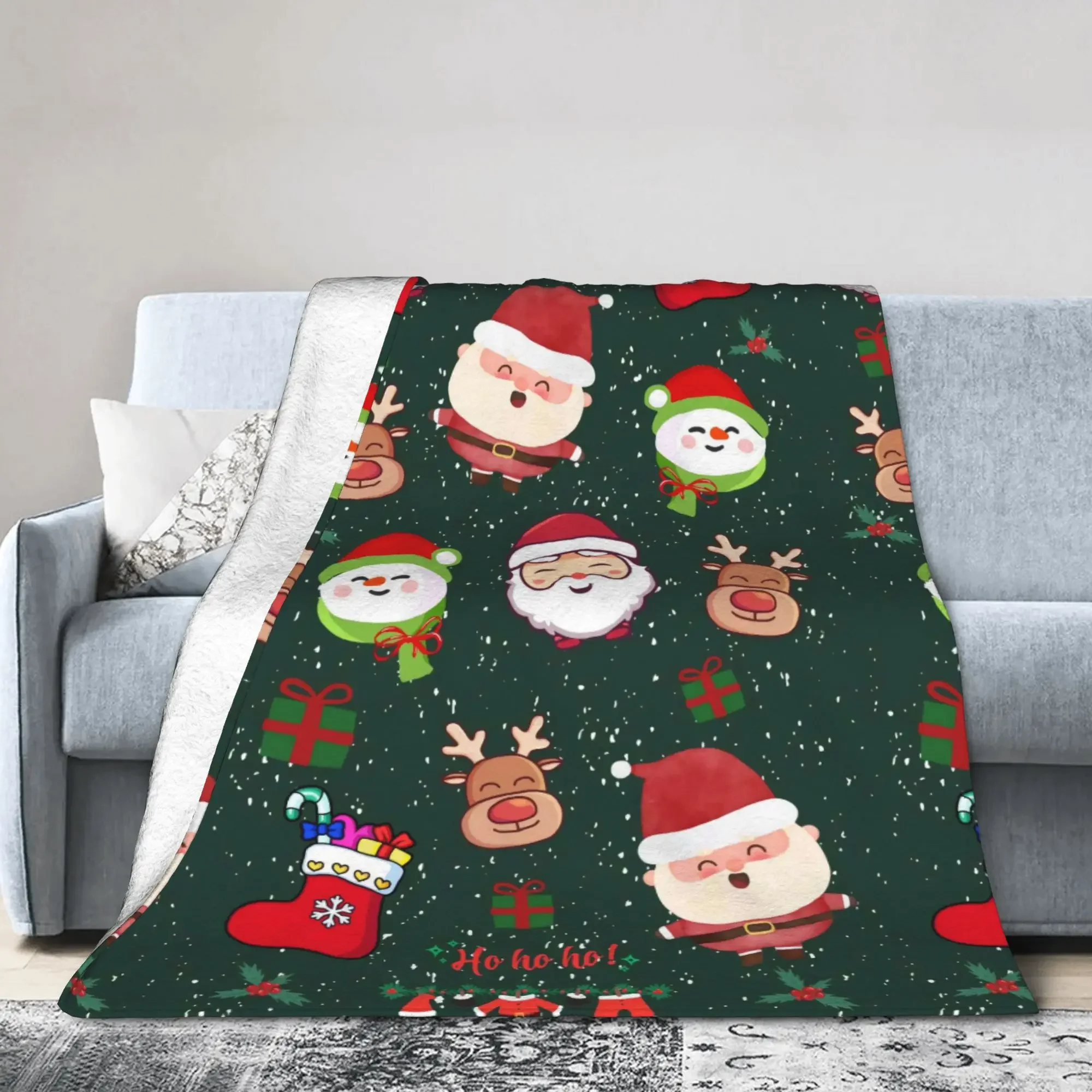

Christmas Santa Claus Super Warm Plush Throw Blanket for Kids Soft Flannel Bedspread for Couch Sofa Bed Cover