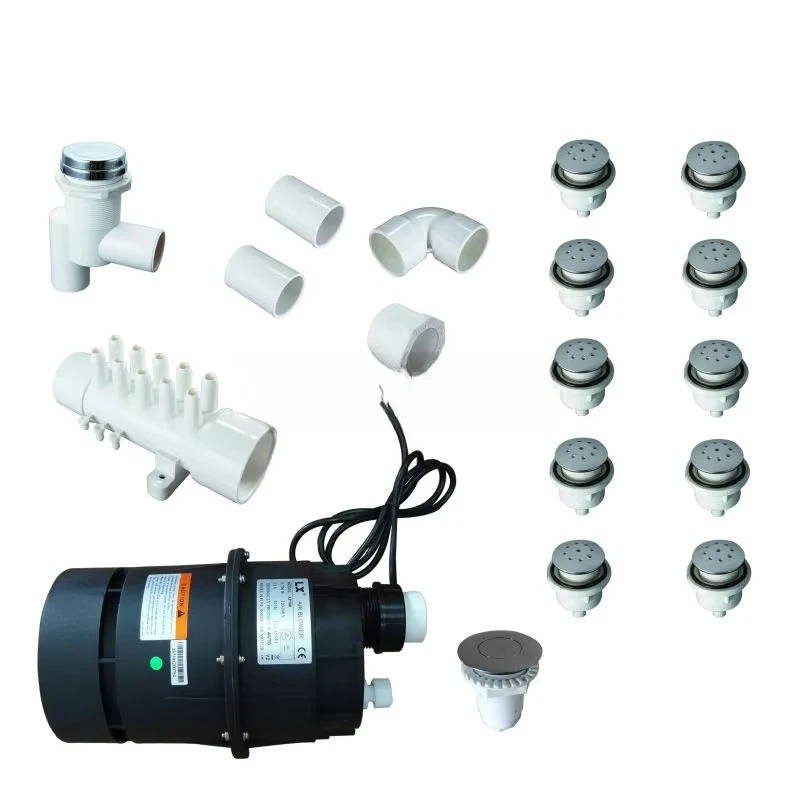 60-02 Outdoor Portable Rectangle Hot Tub Bubble System Whirlpool Air Massage Jet Kit with LED Light for Bathtub & Indoor Use