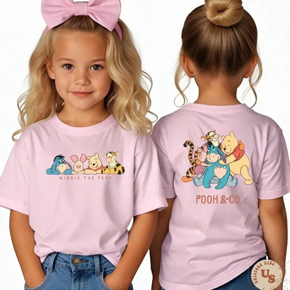 2026 new Summer Children's Parent-Child Winnie The Pooh Multi-Color Printed Cotton Sports Casual Comfortable T-Shirt