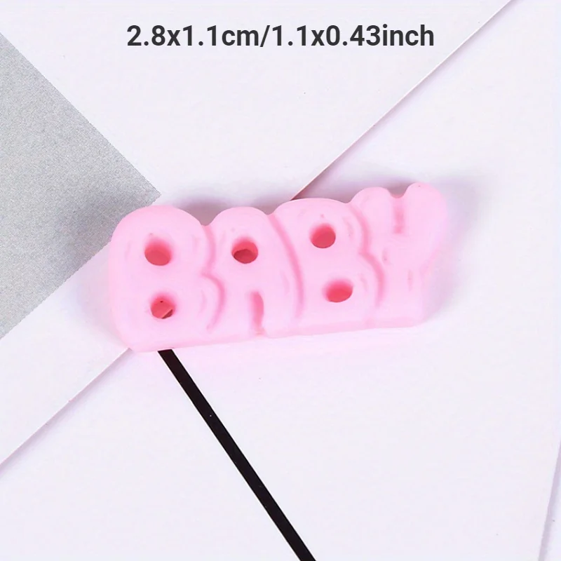 10pcs Kawaii Baby Letter Planar Resin Flatback Cabochons Embellissement Scrapbooking DIY Mobile Phone Case Hair Bow Decoration