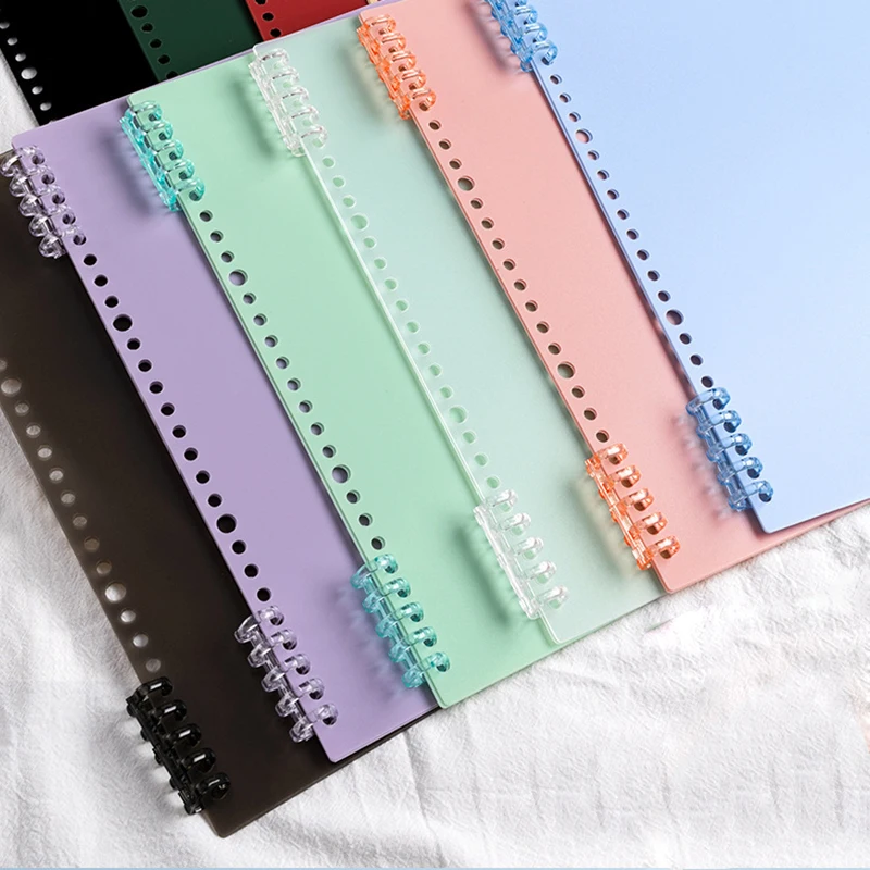 5 Sets Loose-leaf Book Cover Plastic Colorful Binder Spiral Ring Stationery A5/B5/A4 Replaceable Covers Office School Supplies