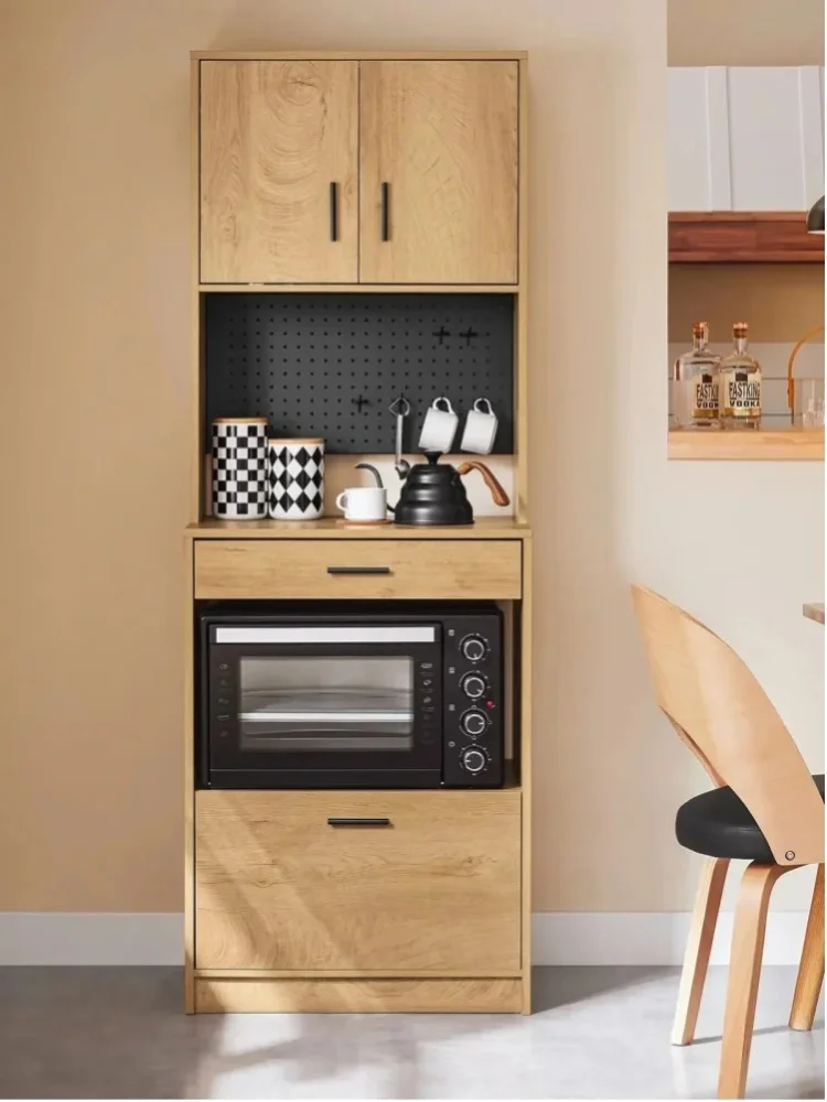 SoBuy FSB98-N Mikrowellenschrank mit Pegboard Hochschrank Sideboard Küchenschrank mit  Küchentrolley Vintage BHT ca. 60x170x40cm
