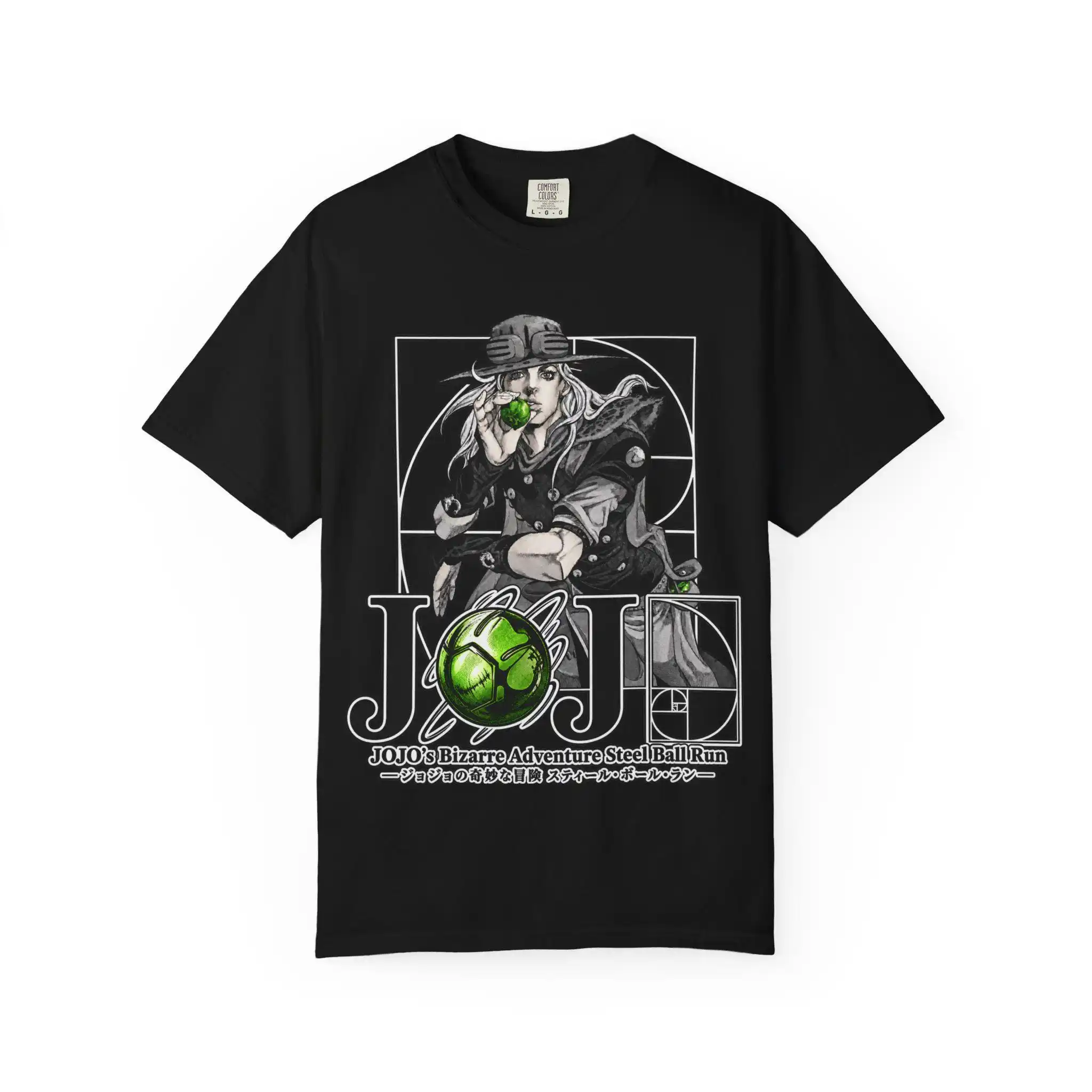 JoJo Steel Ball Run Gyro Zeppeli T-shirt Front & Back Print Vintage Washed Short Sleeve Tee Unisex Anime Streetwear Tops