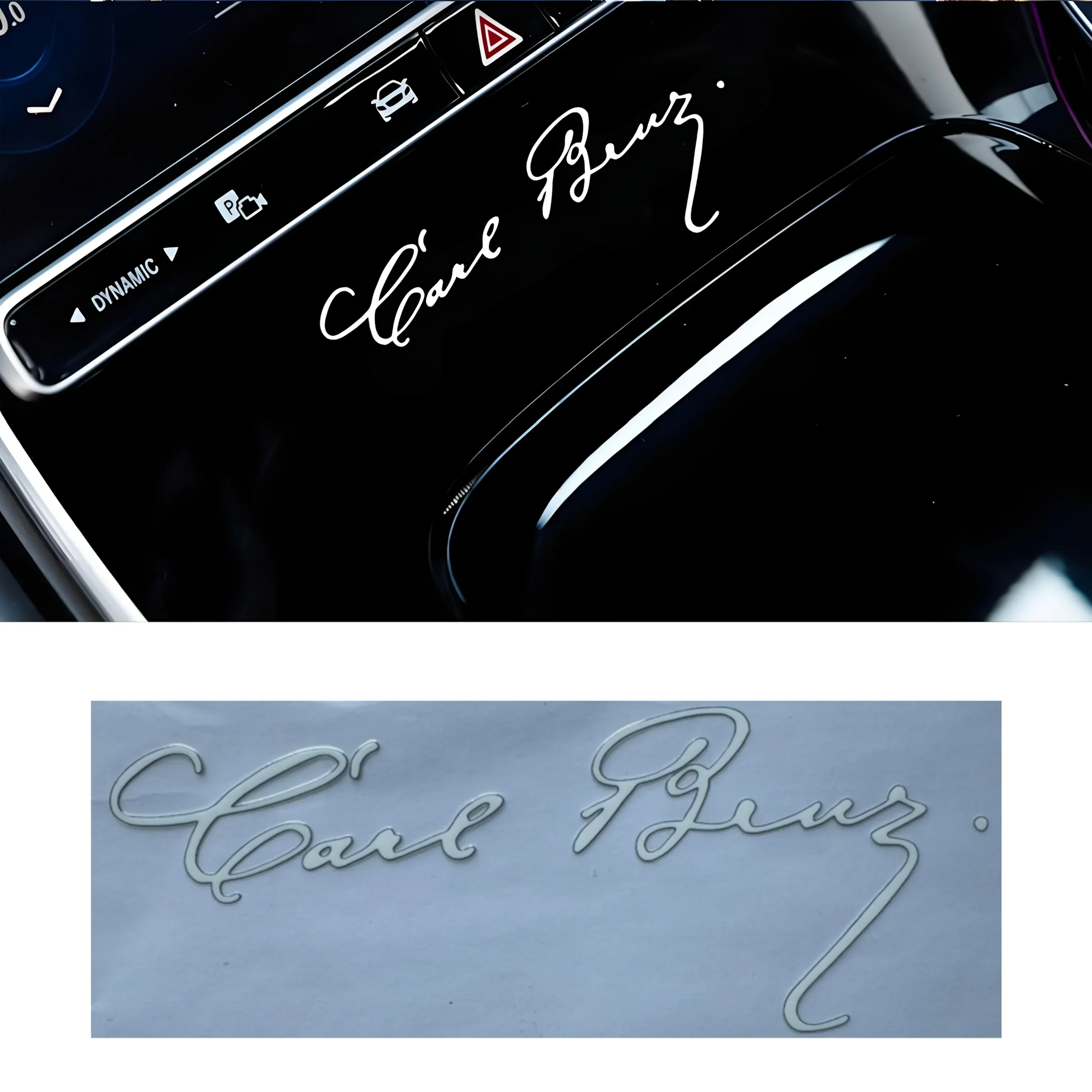 สติกเกอร์ลาย “Carl Benz & Y. Daimler Signature” สำหรับตกแต่งรถยนต์ รถจักรยานยนต์  1 ชิ้น  ของตกแต่งสไตล์ประวัติศาสตร์ยานยนต์