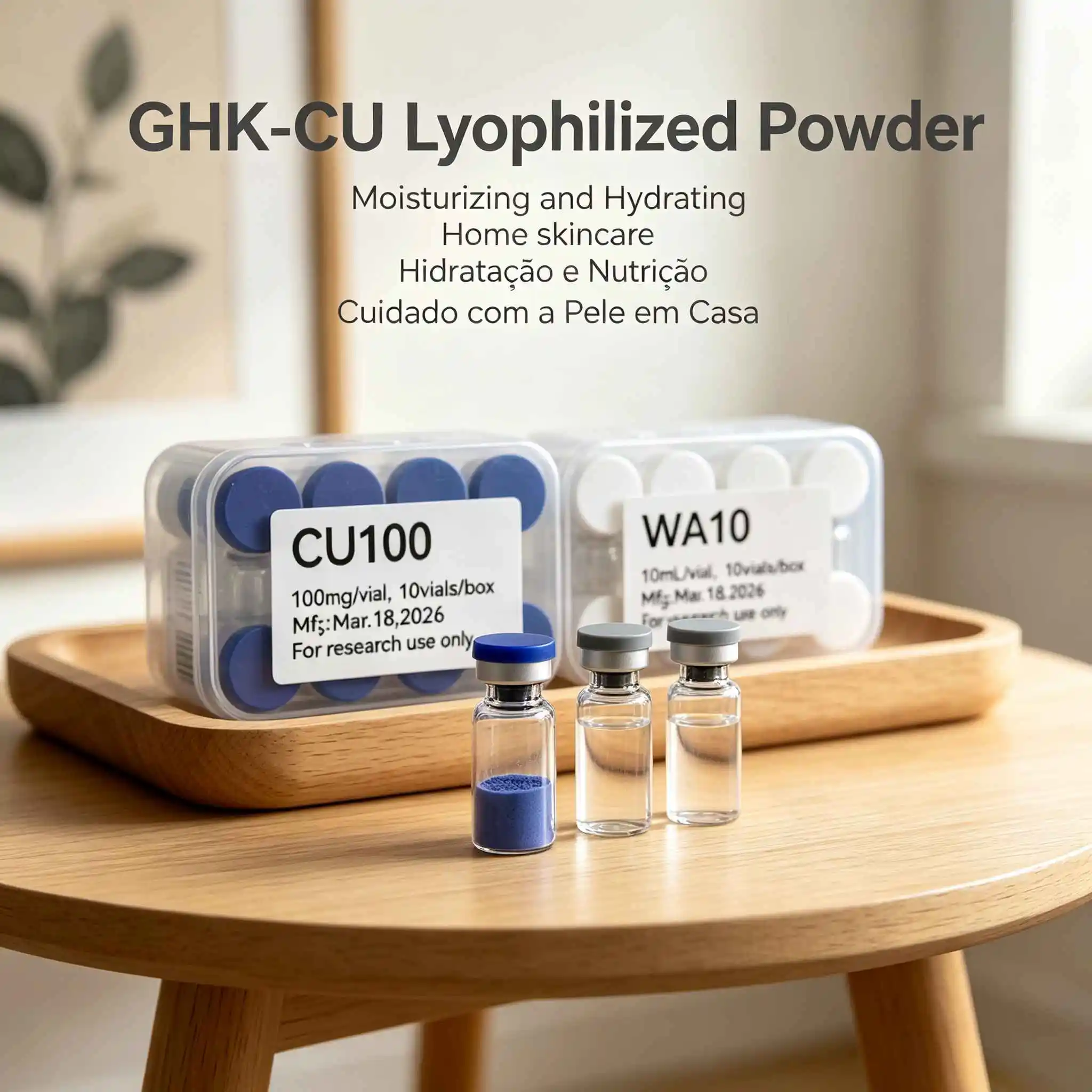 (Cap Color Varies) GHKCUHigh-Quality Lyophilized Powder Repairs Skin Damage Gentle Daily Nourish10 Vials/1 Box