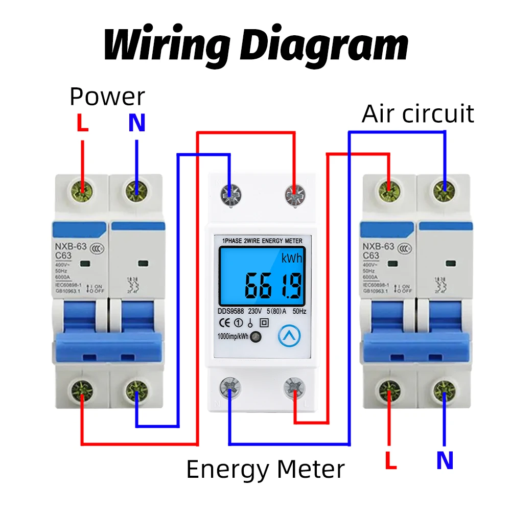 AC 80A 230V nuovo misuratore di kWh digitale monofase su guida Din contatore di consumo energetico wattmetro Reset elettronico Zero