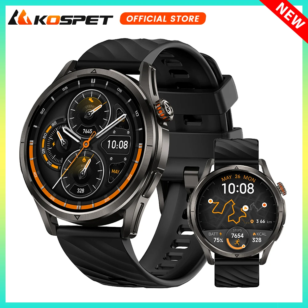 

2025 KOSPET MAGIC R10 GPS Smart Watch For Men Compass Barometric Dual-band GNSS AMOLED Anti-Fingerprint 5ATM IP69K Waterproof