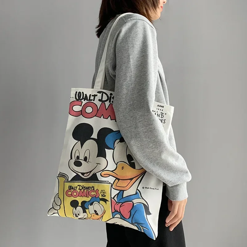 Disney New Cartoon Mickey Canvas Bag Women\'s One Shoulder Cute Donald Duck Student Fashion Bag Bag Women\'s Canvas Bag Ins