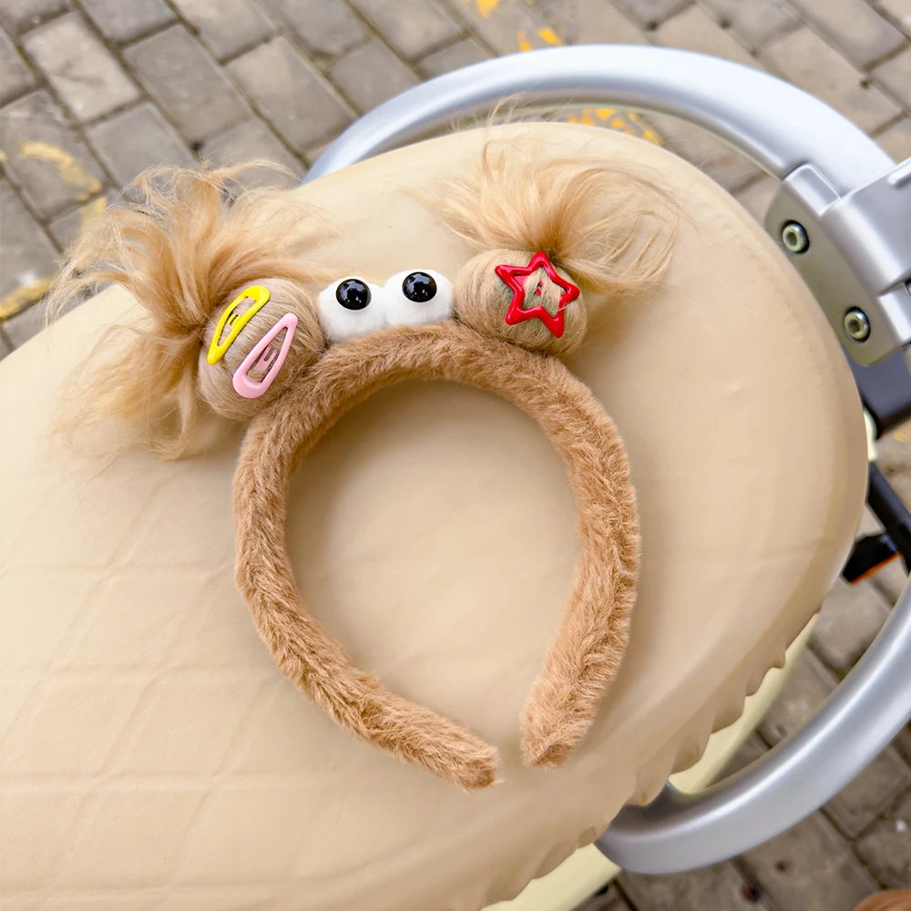 Plush Ugly Doll Hairband Women Creative Funny Headband Cute Wash Face Hoop Winter Hair Accessories