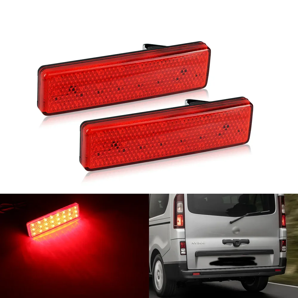 2pcs For Opel Vauxhall Vivaro Movano A Renault Master Trafic Nissan Primastar LED Rear Bumper Reflector Tail Light Red