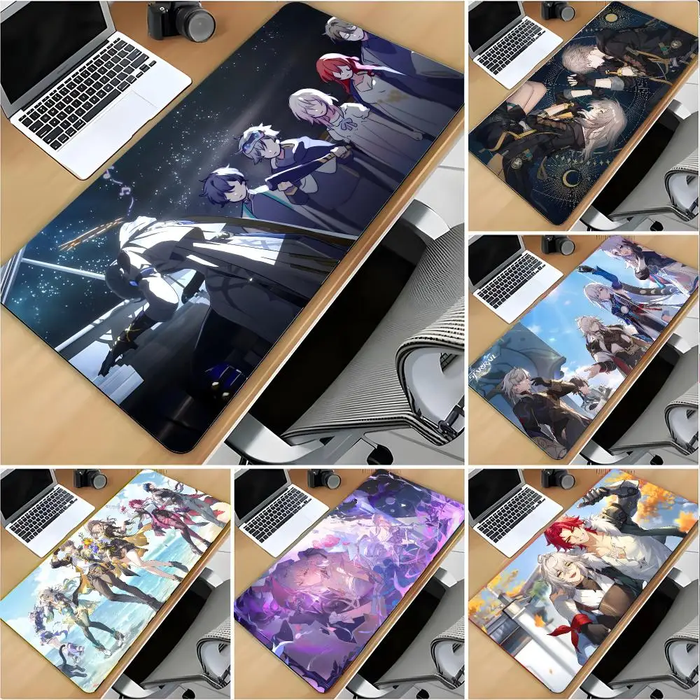 Strategic Game H-Honkai Star Rail Mouse Pad Large Mouse Pad Desk Mat Non‑Slip Gaming Board Game Mat with Stitched Edges