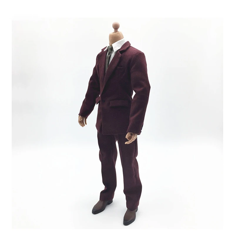 

1/6 Scale Men's Red Suit Coat Pants Belt Tie and Shirt Model for 12''Figures Bodies DIY Accessories