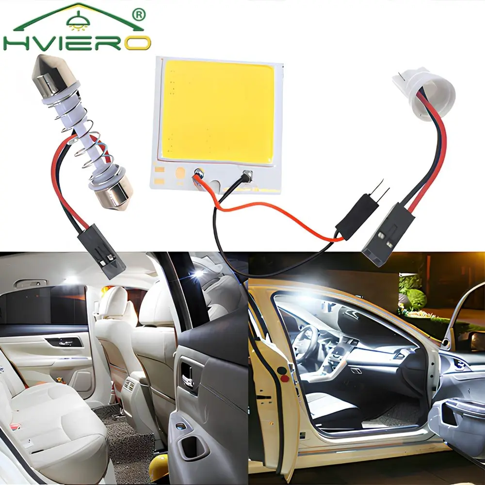 COB Led Auto Interior Reading Lamp T10 12V White Wedge 48SMD Parking Light Dome Festoon Bulb Trunk Adapter Superbright Lighting