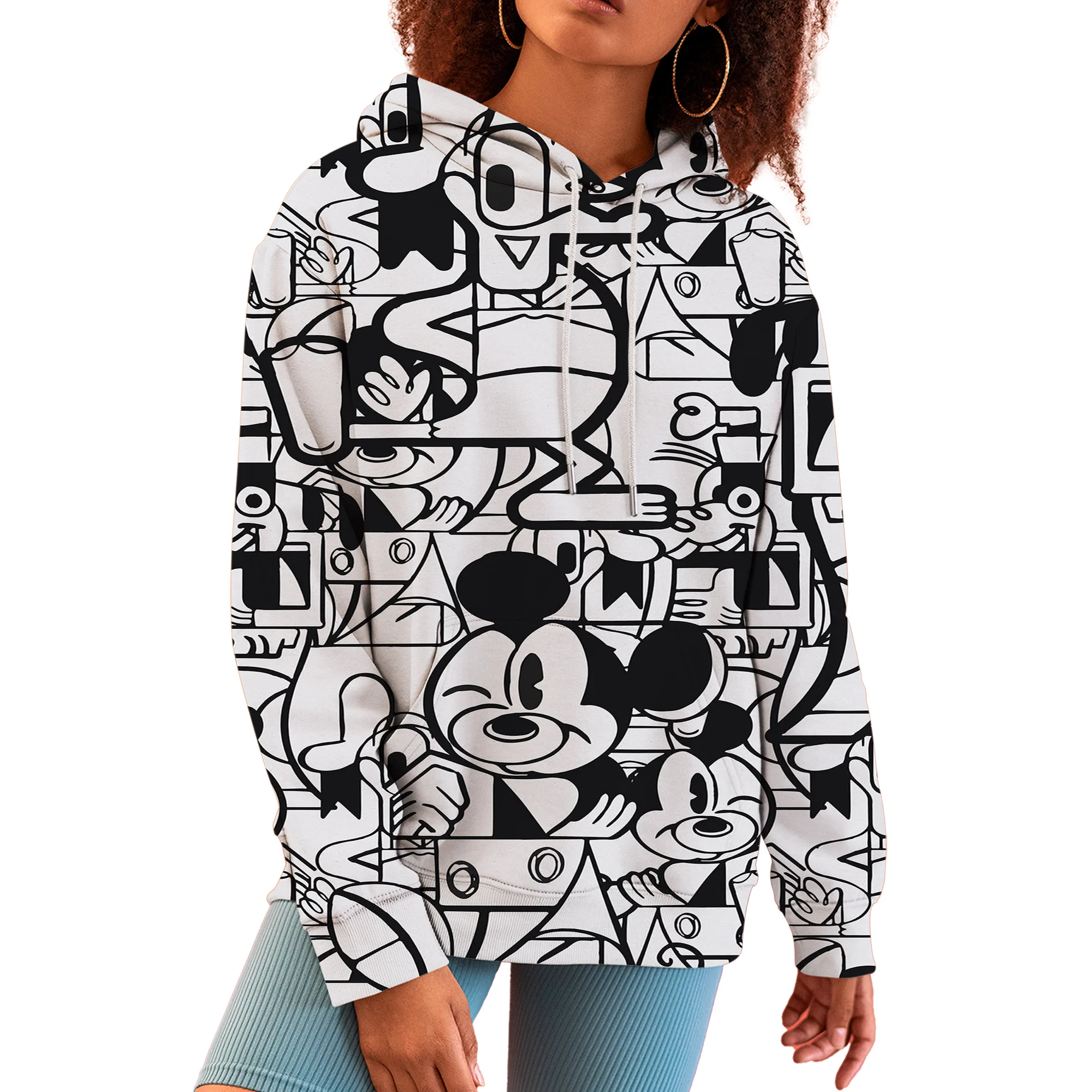 Fashion Design Women\'s Disney Mickey Mouse Hoodies Autumn Female Casual Long Sleeved Basic Clothes Woman Sweatshirt Loose Top