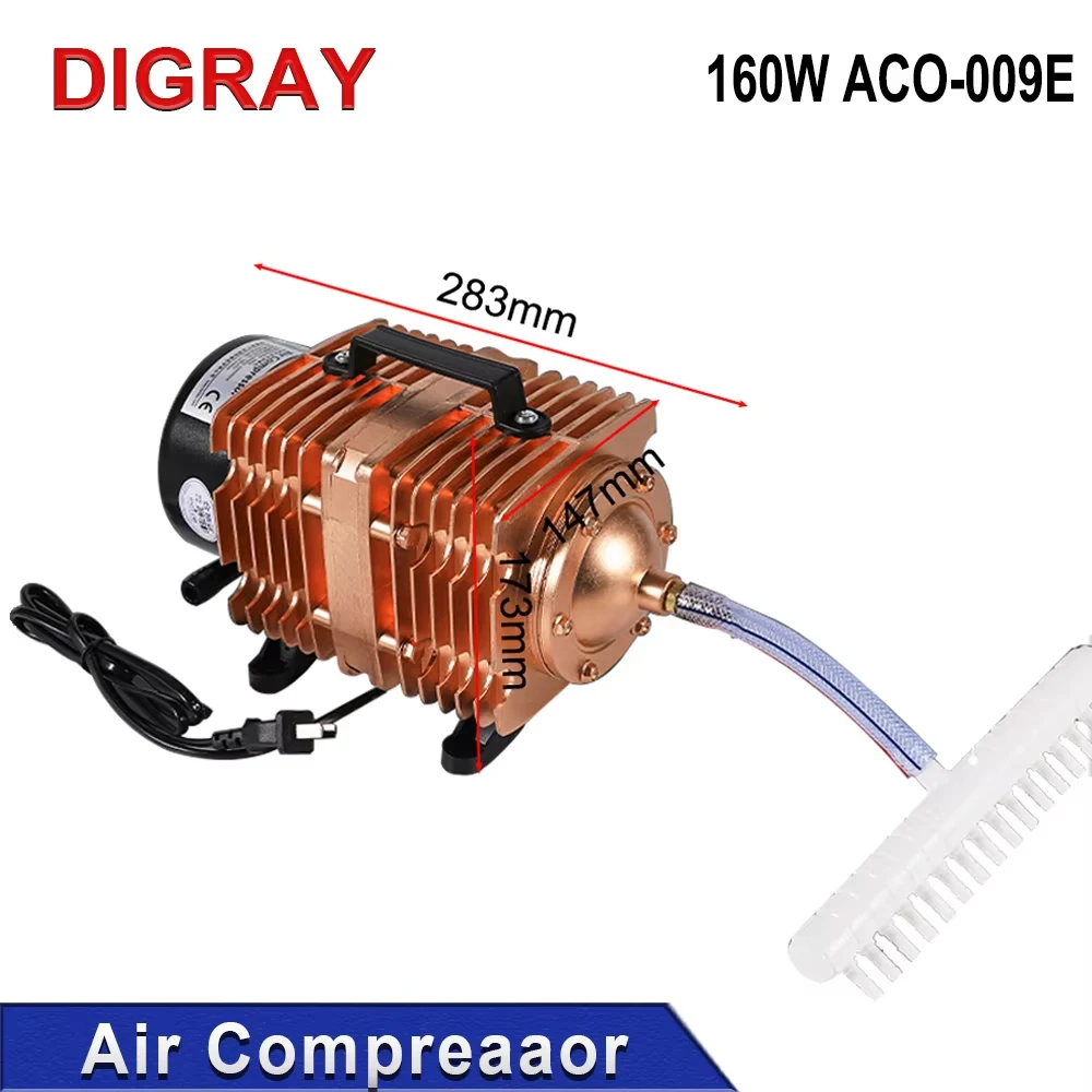 DIGRAY 160W Air Compressor Solenoid Air Pump ACO-009E, CO2 Laser Engraving Cutting Machine Accessories