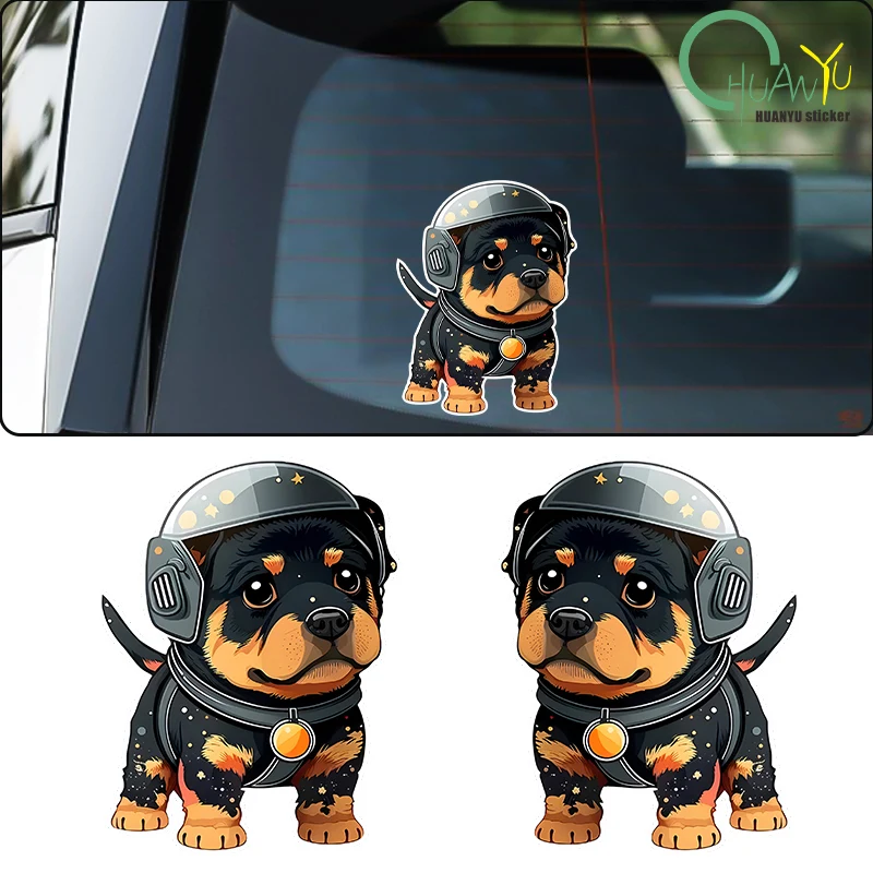 Rottweiler Wearing Helmet Creative Vinyl Waterproof Sticker Decal For Car, Laptop, Wall Window, Bumper