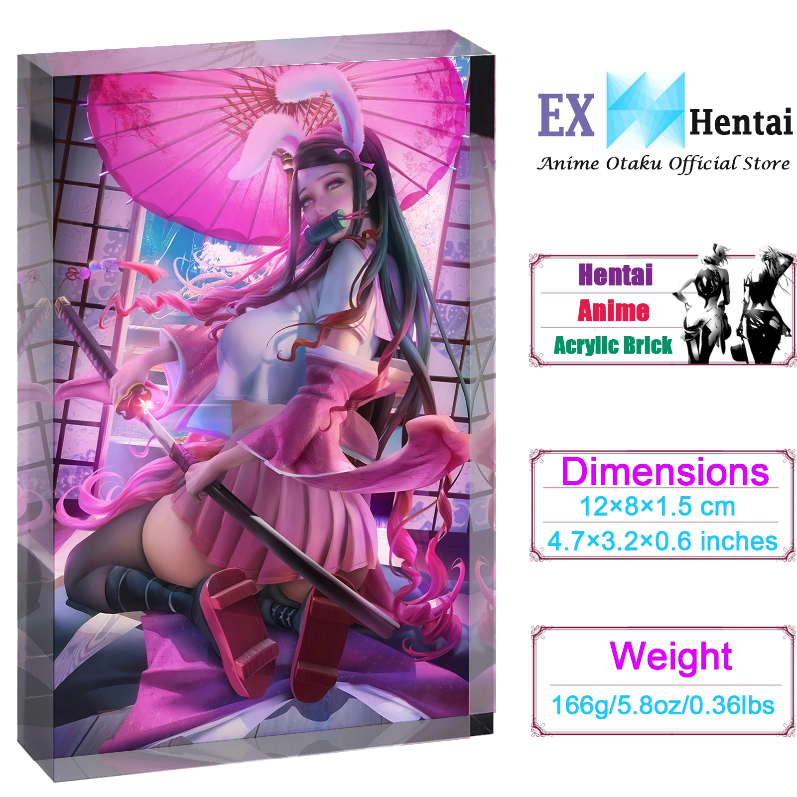 

Nezuko Demon Slayer Bunny Girl Sexy Waifu Acrylic Block, Anime Art Stand, Custom Collectible Desk Decor, Otaku Hobby Gift