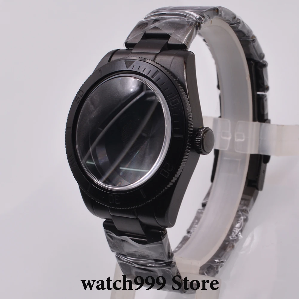 

39mm Sapphire glass Stainless steel black Watch Case Fit NH34 NH35 NH36 PT500 ETA2824 Movement