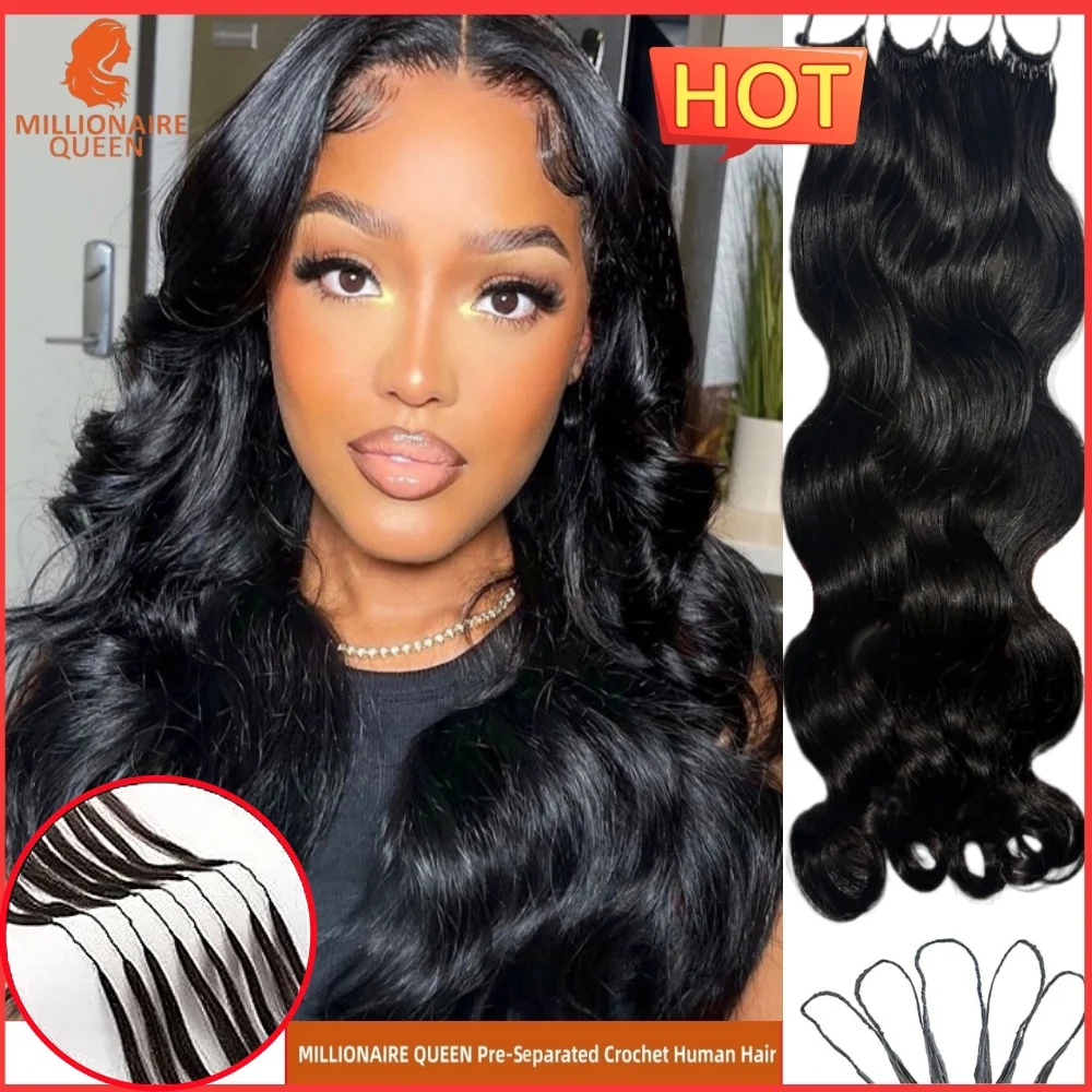 

Волнистые пряди из 100% натуральных человеческих волос для плетения крючком, предварительно разделенные, в наборе, для наращивания волос, распродажа