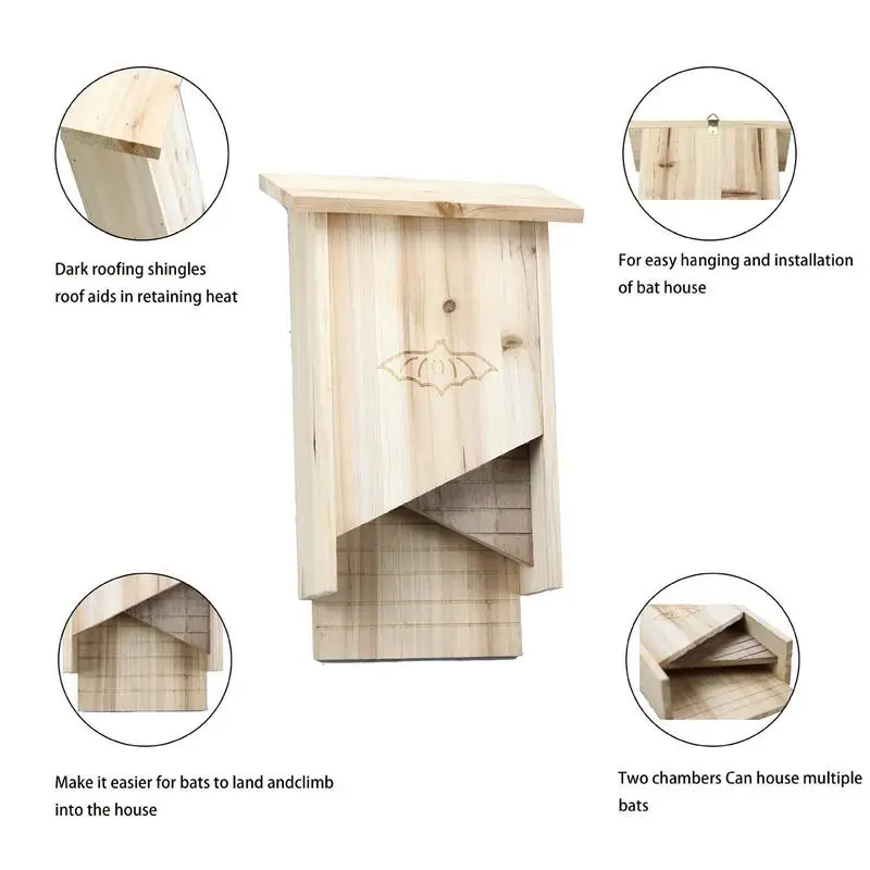 Bat Box House Big Bat Houses For Outdoor Wooden Bat Boxes For Outdoors For Summer And Winter Garden Decor And Wildlife Habitat