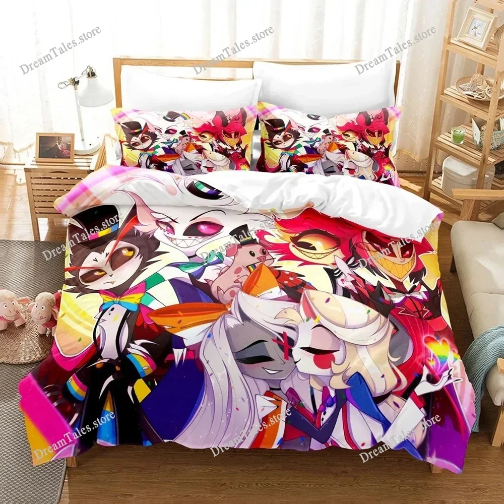 

Fashion Cartoon Hazbin Hotel Bedding Set Duvet Cover Set with Pillowcase Twin Full Queen King Bedclothes Bed Linen Home Textiles