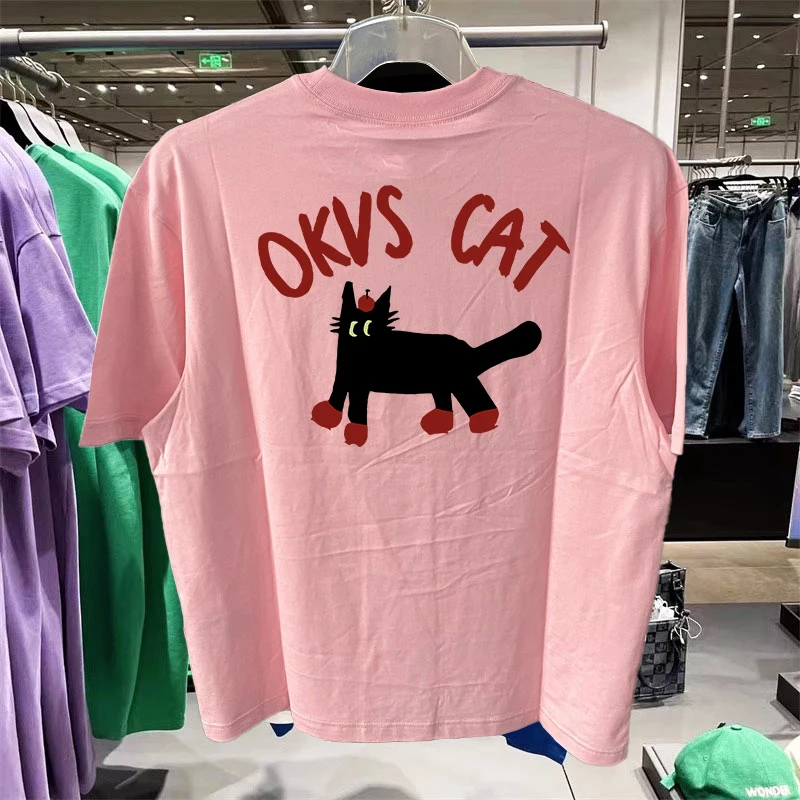 

Модная летняя футболка с принтом и коротким рукавом, свободного кроя, из хлопка, молодежная, повседневная, с круглым вырезом, для мужчин и женщин