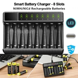 Intelligent Smart Battery Charger LED Display for 1.5V AA/AAA NiMH Rechargeable Batteries 8 Slots Lithium Battery Charger