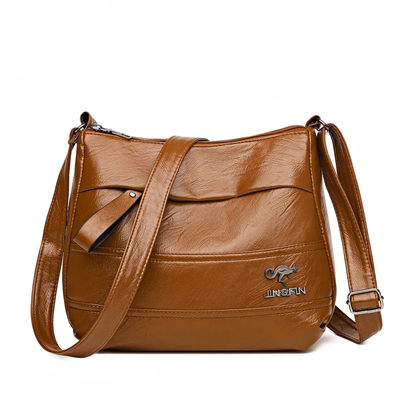 Retro Soft Leather Mother Women Bag New Casual Multi-layer Large Capacity Single Shoulder Crossbody Small Square Bag