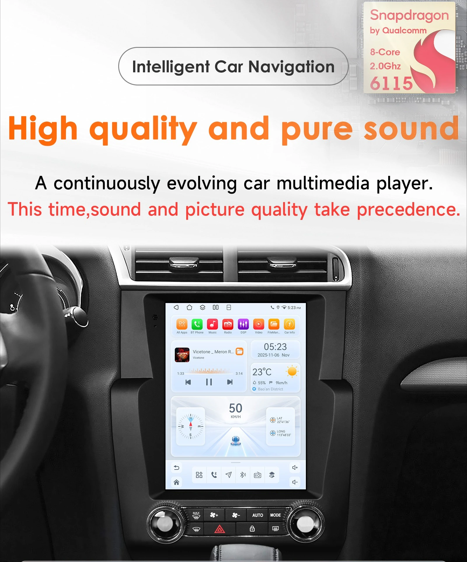 Autoradio Android 14 con Snapdragon 6115 per Citroen C4/C4L/DS4 2013-2017, Carplay GPS 360, Lettore Multimediale 4G WiFi, Unità Principale da 9.7 Pollici