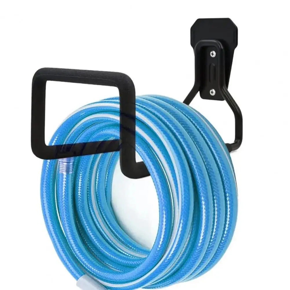 

Iron Hose Hook Bracket Black Wall Mounted Water Hose Storage Rack Anti-Slip Heavy Duty Pipe Reel Rack for Air Hydraulic Hose
