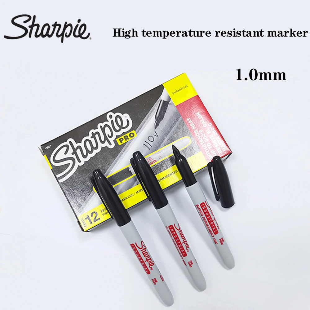 12 Sharpie Industrial Marker Low Temperature and High Temperature Resistant Oil-based Waterproof Black Marker Office Stationery