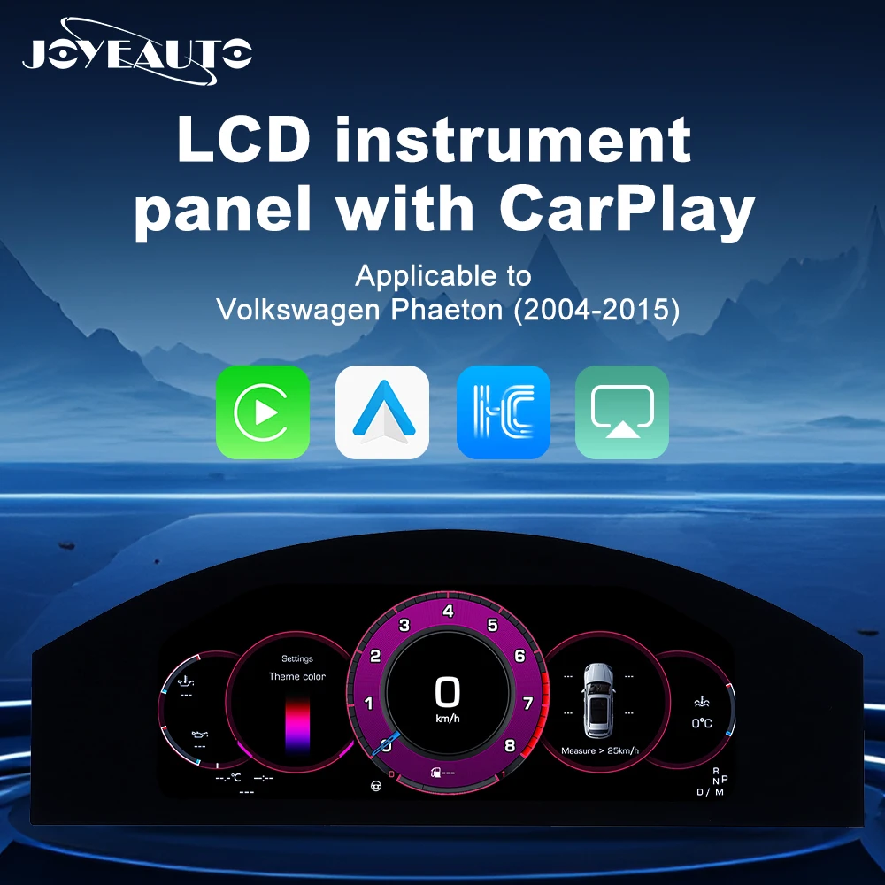 LCD Digital Instrument Panel for 2004-2015 Volkswagen Phaeton Dashboard Odometer Speedometer Virtual Cluster CarPlay Android Aut